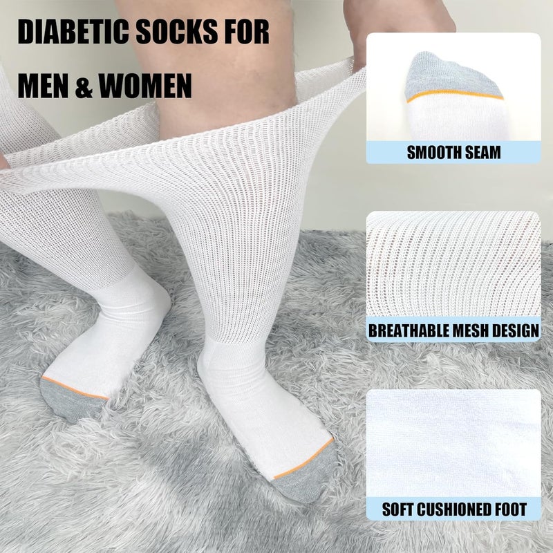 Ioryzek 2 Pairs Walking Boot Socks Liner air Cam Walker Cast Socks Fracture Boot Brace Breathable Surgical Orthopedics Socks for Men Women, White - Image 2